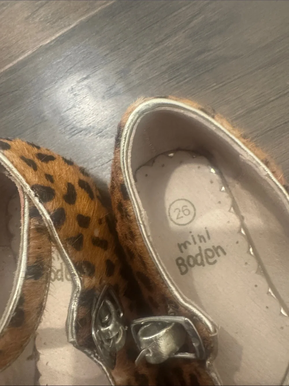 Mini Boden Leopard-Print Mary Jane Shoes in Tan and Black